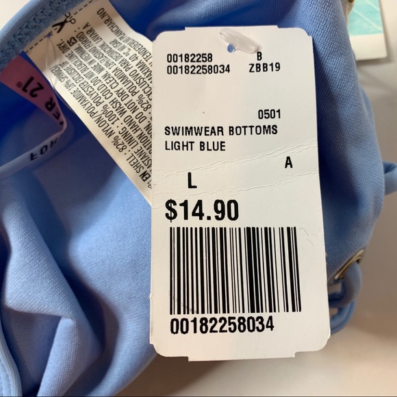 FOREVER 21 HIGH WAISTED BIKINI BOTTOM BLUE LARGE - Picture 5 of 6